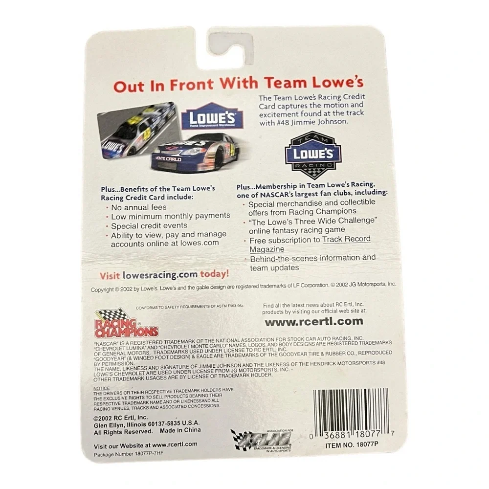 Lowe's Collector's Edition Jimmy Johnson Diecast‎ Race Car New